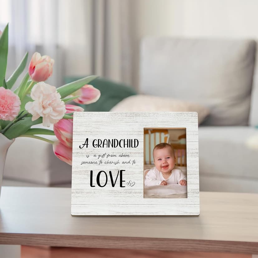 Grandparents Day Gifts, Grandparents Picture Frames, First Time Grandparent Grandma Grandpa Gifts, Grandkids Photo Frame, Grandpa Grandma Grandchildren Wood Picture Photo Frame for 4x6 Photo