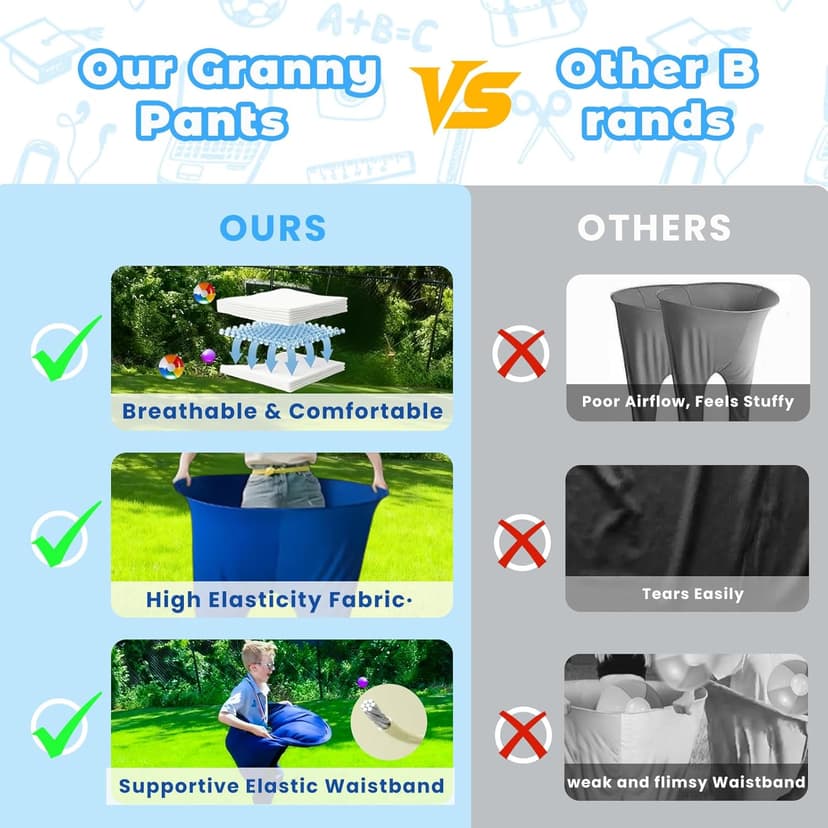 Granny Pants Outdoor Game, 4Pcs Granny Pants Yard Game for Adults and Kids, Giant Outdoor Tossing Games with 4 Oversized Pants & 12 Bouncy Balls, Easter Party Family Reunion Field Game Set