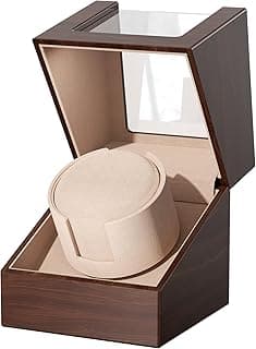 Racokky Racokky Automatic Single Watch Winder Box for Rolex and Other Watches, Ultra Quiet Japanese Motor, Self Winding Rotating Wooden Watch Case, Battery or Type-C Powered, Premium Watch Box for Men and Women