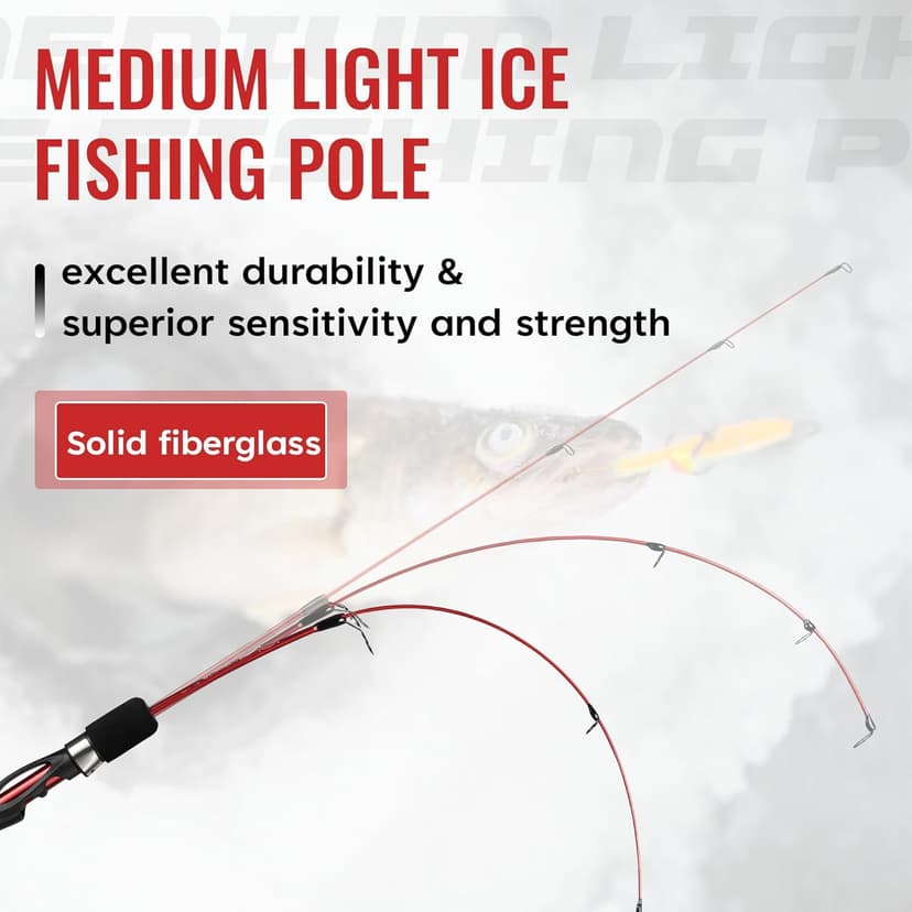WIDDEN Ice Fishing Rod and Reel Combo, 27" Medium Light Spinning Ice Fishing Pole, Gear with Tackle Box Kit, Line, Lures for Saltwater, Freshwater Trout, Bass, Walleye