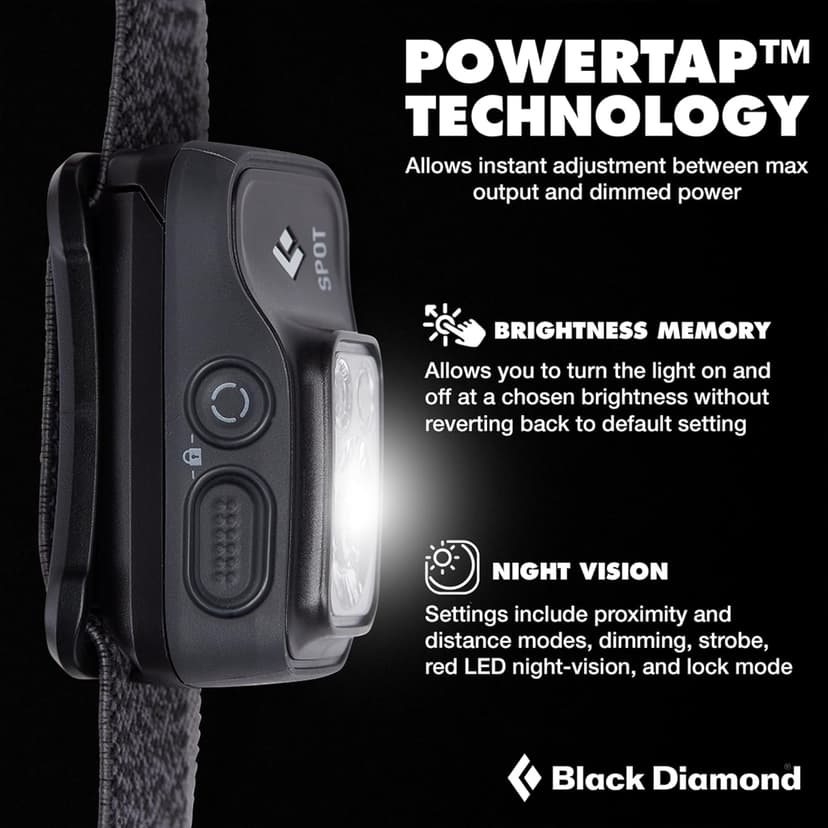 BLACK DIAMOND Spot 400 Headlamp | 400 Lumens Brightness, Dimmable | Waterproof & Durable | 3X AAA Battery Operated (Included) | Graphite