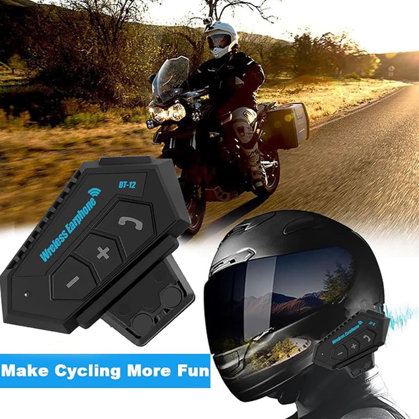 Motorcycle Helmet Headset Stereo Bluetooth Earphone Wireless Handsfree Mic Headphones Music Player for Motorbike Rider