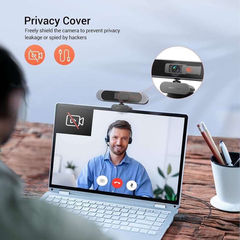 DEPSTECH 4K Webcam, DW49 HD 8MP Equipped with Sony Sensor Autofocus Webcam with Microphone, Privacy Cover, Plug Play USB Computer Web Camera for Pro Streaming/Online Teaching/Video Calling/Zoom/Skype