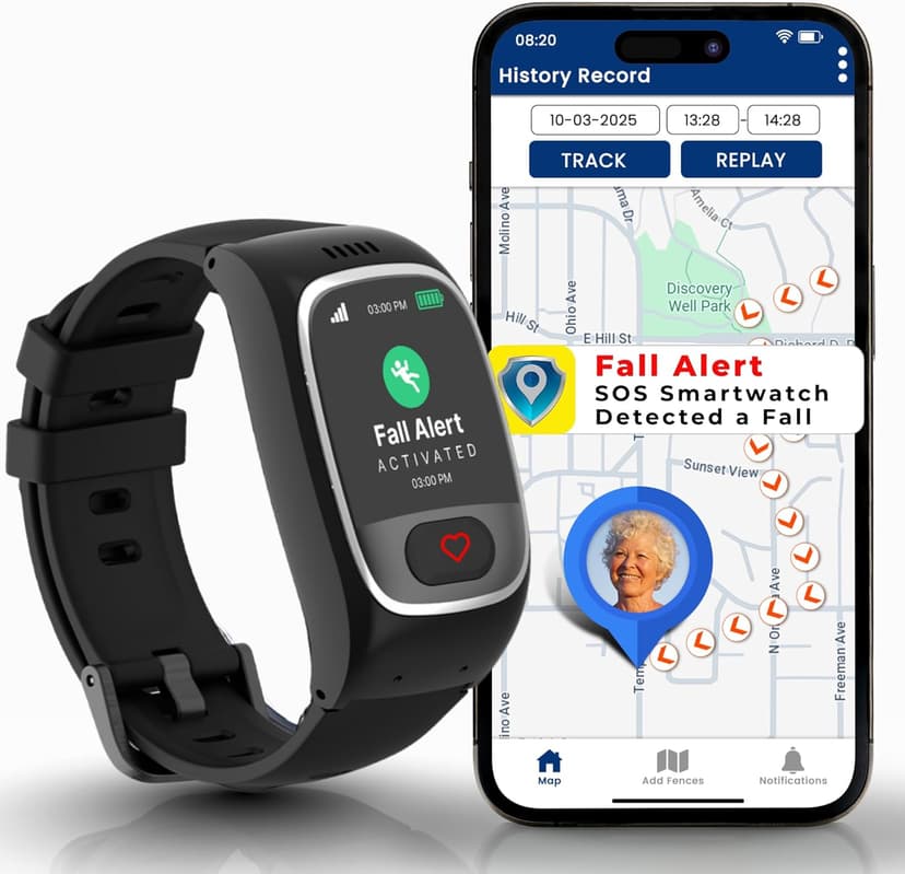 Seculife Smartwatch: Medical Alert Bracelet with GPS Tracker, Fall Detection Smart Watch, 2 Way Calling, SOS Button, Medical Watch, Emergency Device for Seniors, Life Alert System, Elderly Monitoring