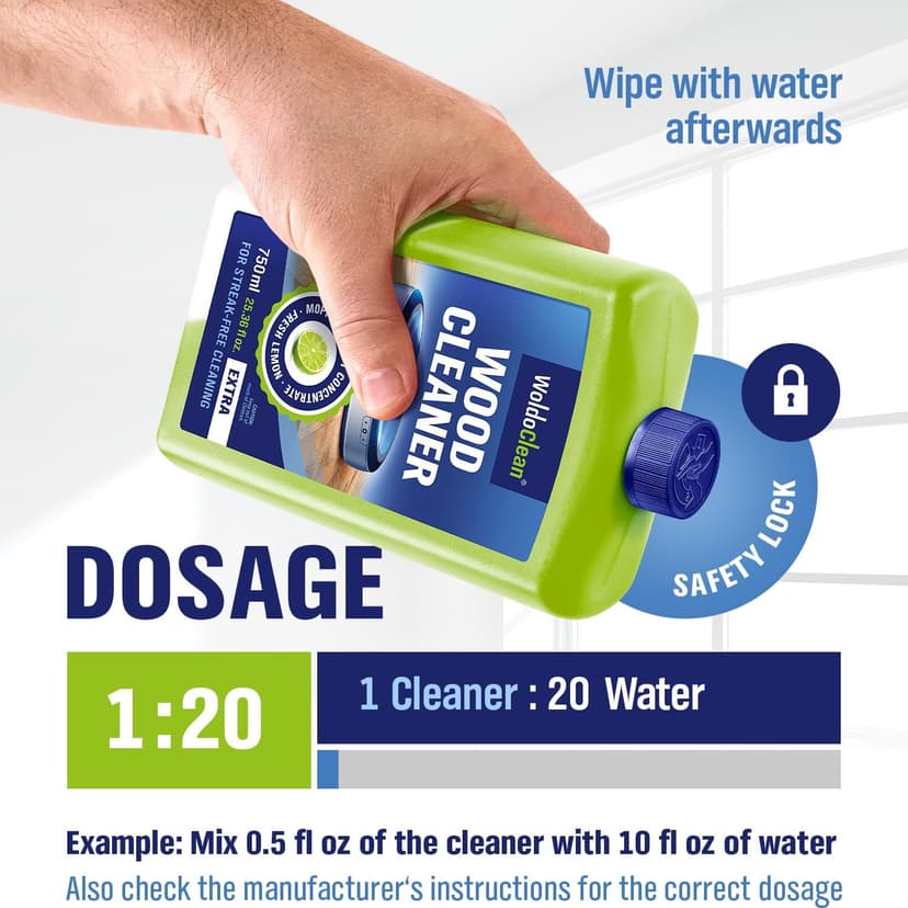 WoldoClean Robot Mop Floor Cleaner Concentrate - safe for Sealed Hardwood, Laminate & LVP Vinyl, 25oz for 75-150 uses