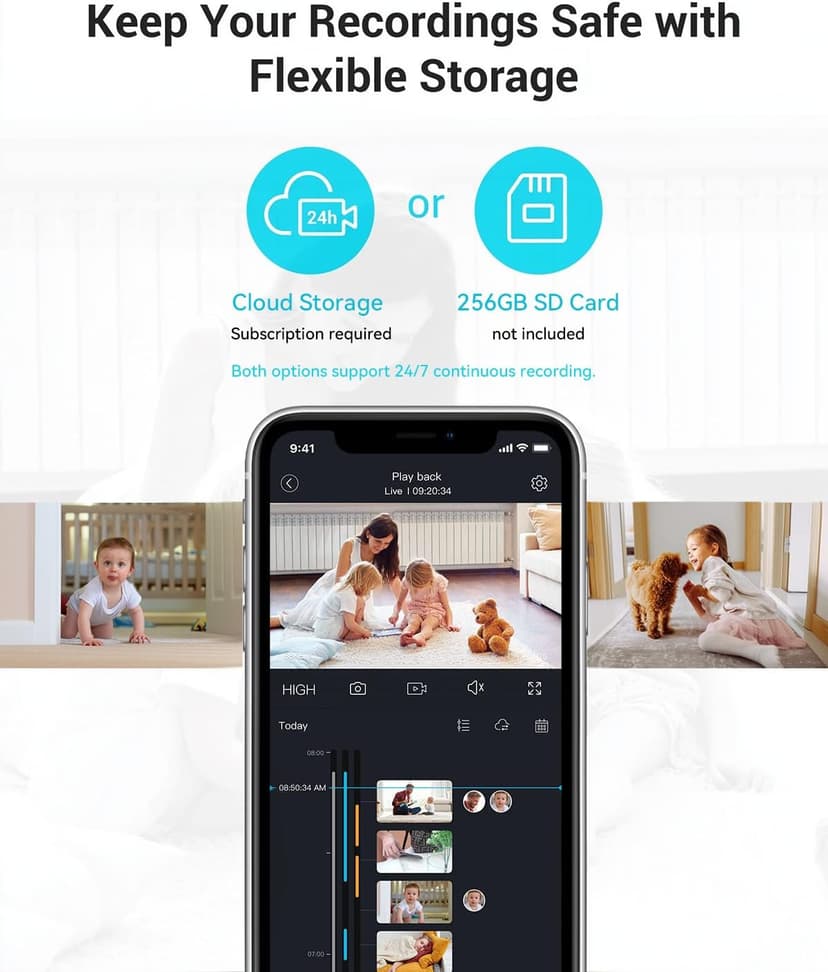 blurams 5G Cameras for Home Security, 2K Pet Camera with Phone App, 360° PTZ Indoor Camera w/Dual-Band WiFi6, Free Human/Motion/Sound Detection, 2-Way Talk, Night Vision, Compatible with Alexa, 2Pack
