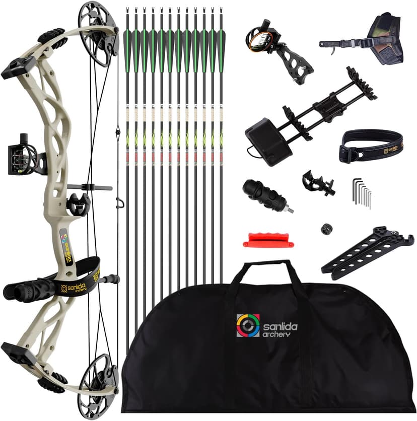 Sanlida Dragon X9 Ready to Hunt Compound Bow Package for Adults, Archery Compound Bow and Arrow Set, 0-70 Lbs Draw Weight, No Bow Press Needed, Limited Life-time Warranty, RH Only