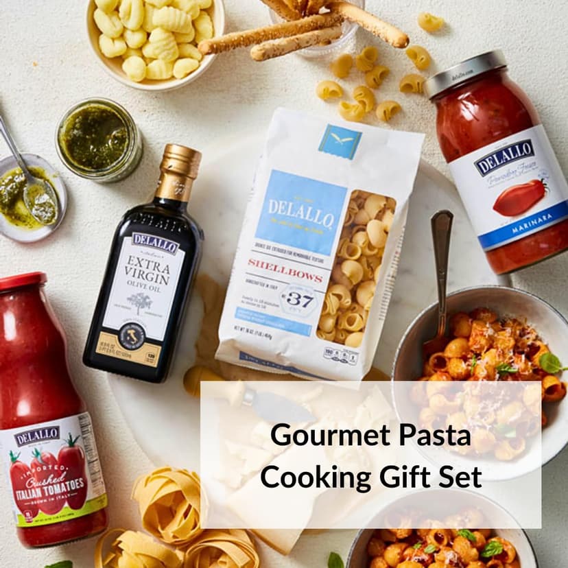 DeLallo Gourmet Pasta Gift Basket, Italian Gift Basket with Imported Lumache and Pappardelle Noodles, Gourmet Cooking Gift for Holidays and Christmas, Handpacked with Gift Box