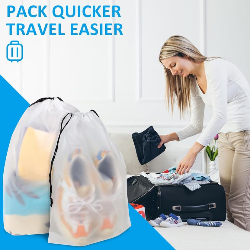15.7" x 11.8" Waterproof Dustproof Portable Travel Shoe Storage Bag for Men and Women Clear Shoe Bags for Travel 5 PCS, Drawstring Travel Shoe Bags for Packing B0C6X2VP9R