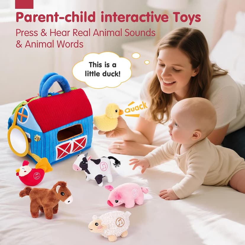6PCS Farm Toys Montessori Toys for 6 Month Old Baby Gifts Toddlers Christmas Stocking Stuffers 1 Year Old Boy Girl Gifts hahaland Baby Toys 6-12 Months, Surprise Barn Farm Animals with Sounds Word B0F2HRNW75