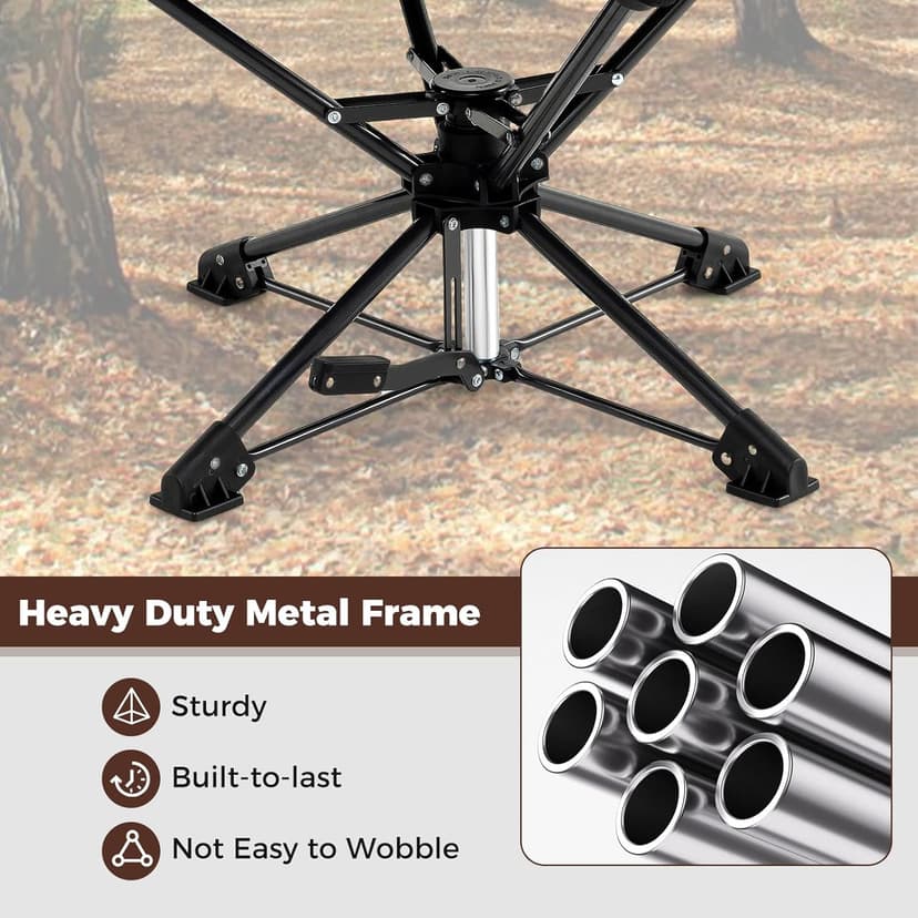 Goplus 360° Swivel Hunting Chair, Folding Hunting Blind Chair for Adults with Cup Holder & Carrying Bag, Lightweight Portable Camping Chairs for Lawn Fishing Picnic Beach Outdoor