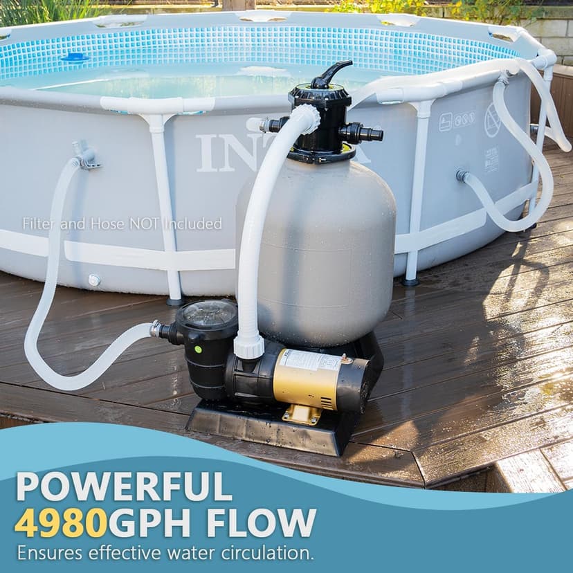 XtremepowerUS 1.5HP Variable 2-Speed Above Ground Swimming Pool Pump High Flow Swimming Pump Strainer with 1.5" Inch Slip On Fitting Adapter For Aboveground Pool