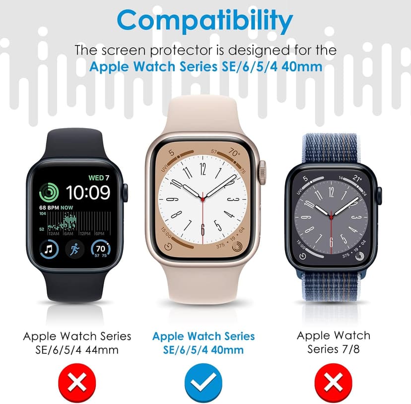 UniqueMe 6 Pack for Apple Watch Screen Protector 40mm, Apple Watch SE 3/SE 2/SE Series 6/5/4 Screen Protector [Upgrade Flexible Film] Anti-Scratch [Non-Bubbles] Soft HD TPU Clear Film for iWatch 40mm