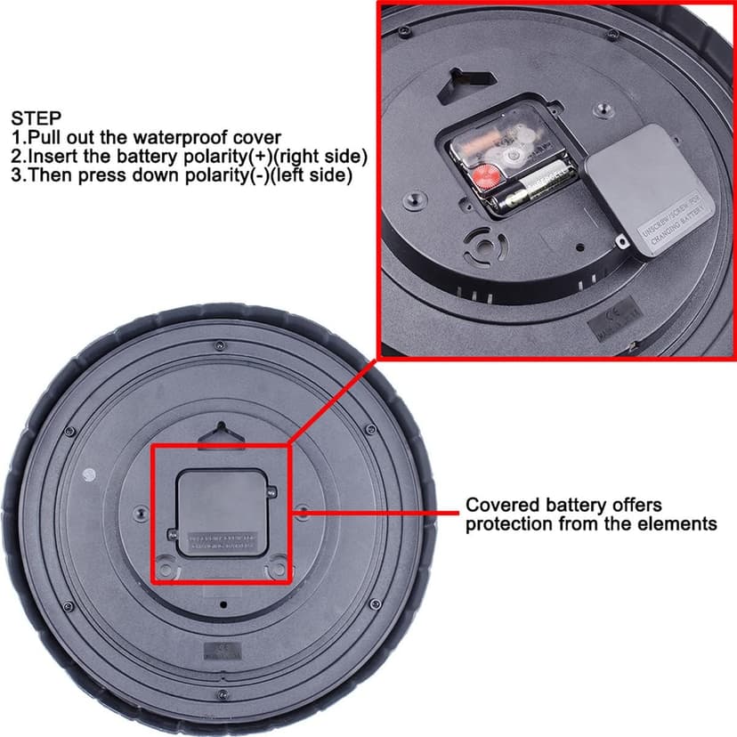 UMEXUS Outdoor Clock with Thermometer, 13 Inch Retro Large Waterproof Wall Clocks Indoor Silent Non-Ticking Battery Operated Weatherproof Decor for Garden Kitchen Bathroom Mother Gift
