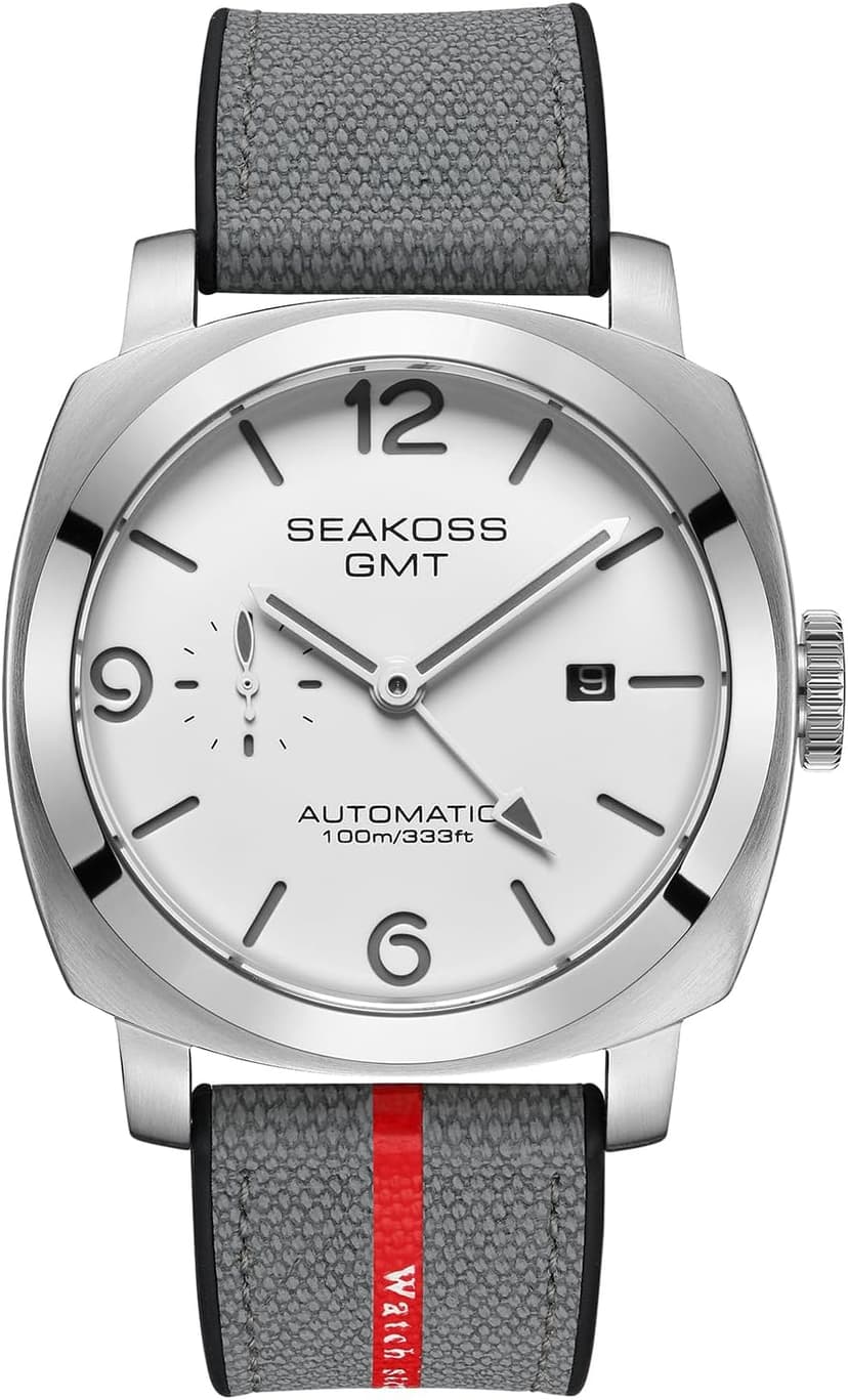 SEAKOSS GMT Watches for Men Automatic 45MM Date 10ATM Waterproof Seagull ST2557 Movement Luminous Stainless Steel Sapphire Glass Mechanical Wristwatches S8441