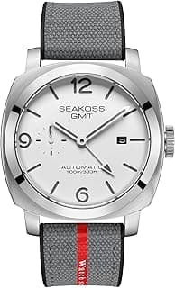 SEAKOSS GMT Watches for Men Automatic 45MM Date 10ATM Waterproof Seagull ST2557 Movement Luminous Stainless Steel Sapphire Glass Mechanical Wristwatches S8441