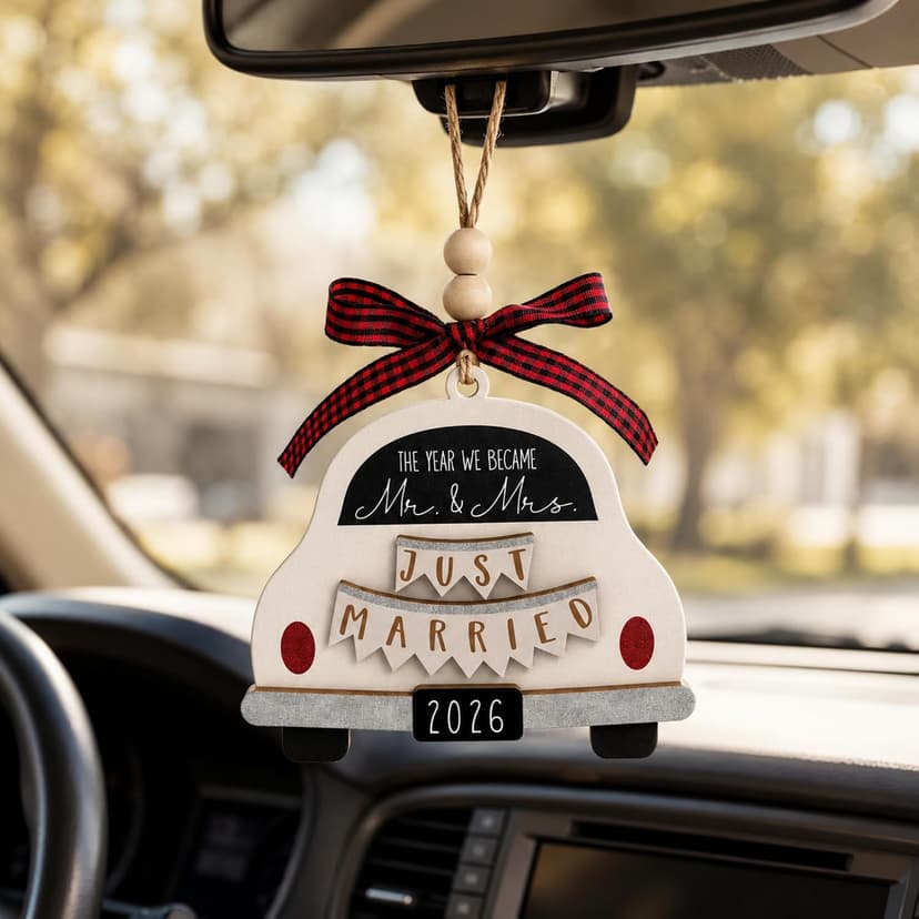 Bridal Shower Gifts for Married Newlywed, Couple - Future Mr and Mrs Gifts - Wood Just Married Ornament 2026 Wedding Gifts - Mr and Mrs Gifts - Wedding Gift for Couples 2026, Bride B0FVM3BS22