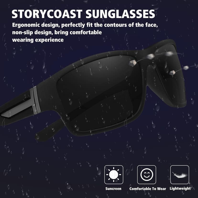 STORYCOAST Polarized Sports Sunglasses for Men Women Unbreakable Frame Cycling Fishing Driving