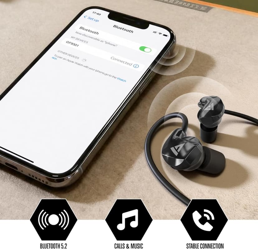 GLORYFIRE Bluetooth Shooting Ear Protection Earplugs,Shooting Ear Buds for Hearing Protection, Noise Reduction Ear Protection for Gun Range