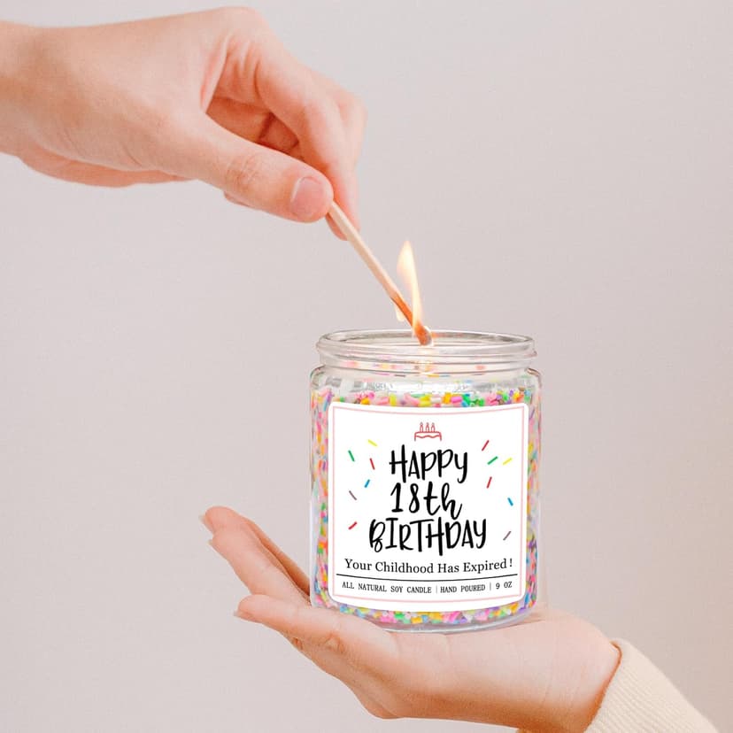 Homsolver 18th Birthday Gifts for Girls Boys, Vanilla Scent Ideas 18th Birthday Candles for Sister, Daughter, Best Friends, Handmade Aromatherapy with 50+ Hour Burn Time, Funny Birthday Decorations B0F2HZQ2B2