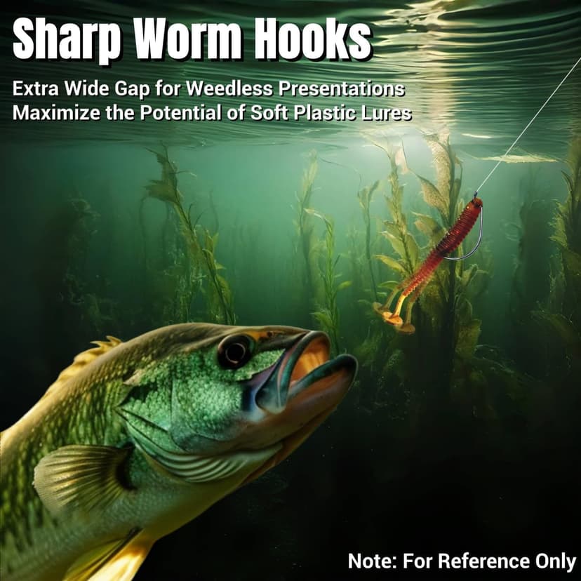 FINOSEAK 120Pcs Bass Hooks Set, Strong Offset Bass Fishing Hooks Freshwater Barbed Sharp Worm Hooks for Texas Rigging Fishing Extra Wide Gap 6 Sizes Assorted #1 1/0 2/0 3/0 4/0 5/0