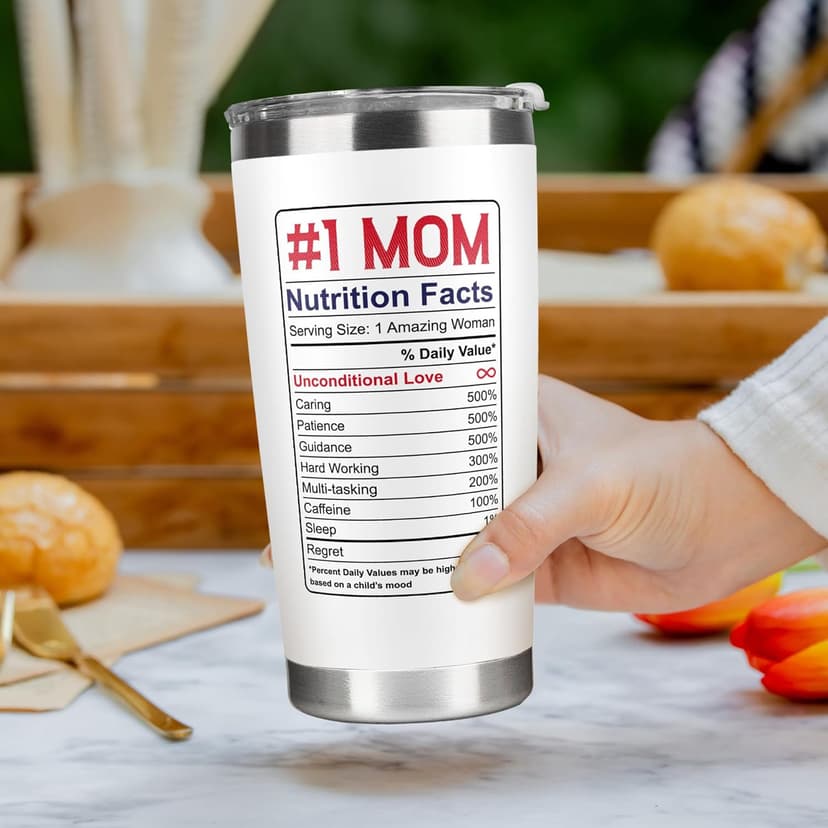 Gifts for Mom from Daughter Son - Christmas Gifts for Mom Wife - Birthday, Christmas, Valentines Day Gift for Moms - Gift for Mama, Moms, Mother - 20 Oz Stainless Steel White Tumbler