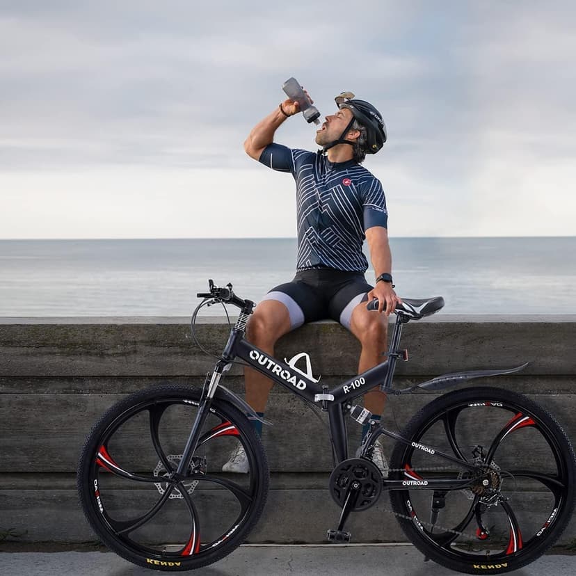 26 ich Folding Mountain Bike, 21 Speed High Carbon Steel Mountain Bike for Adults with 26 Inches Durable Tires, Front Suspension Folding Bicycle for Women and Man | 26 ich, High Carbon Steel, Durable Tires, Front Suspension, Folding Bicycle