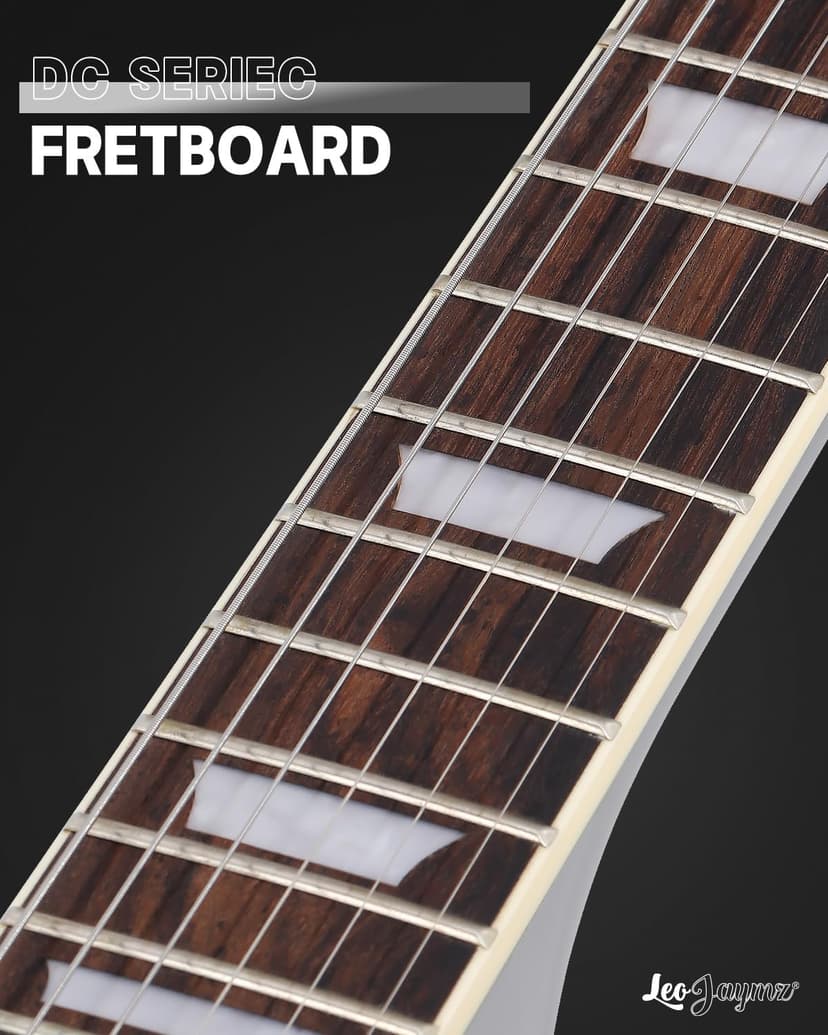 Leo Jaymz 39 Inch Solid Body Electric Guitar - Poplar Wood Body，Maple Neck and Laurel Wood Fretboard (White)