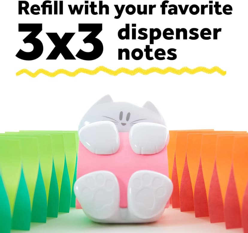 Post-it Pop-up Note Dispenser Cat Design 3x3 in 1 Dispenser/Pack (CAT-330 White)