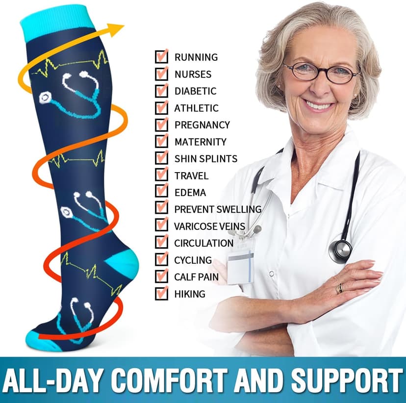 6 Pack Copper Compression Socks for Women and Men Circulation-Best Support for Medical,Running,Nursing,Athletic B082QTVPCM