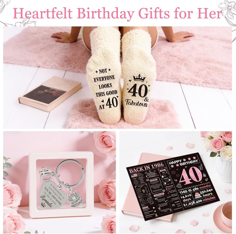 40th Birthday Gifts Women, Vintage 1986 Happy 40th Birthday Gifts Basket for Women Unique Gift Ideas for 40 Year Old Woman, Mom, Wife, Girlfriend, Sister, Friend, Funny Bthday Gift Turning 40 Year Old B0FY6F5MKZ