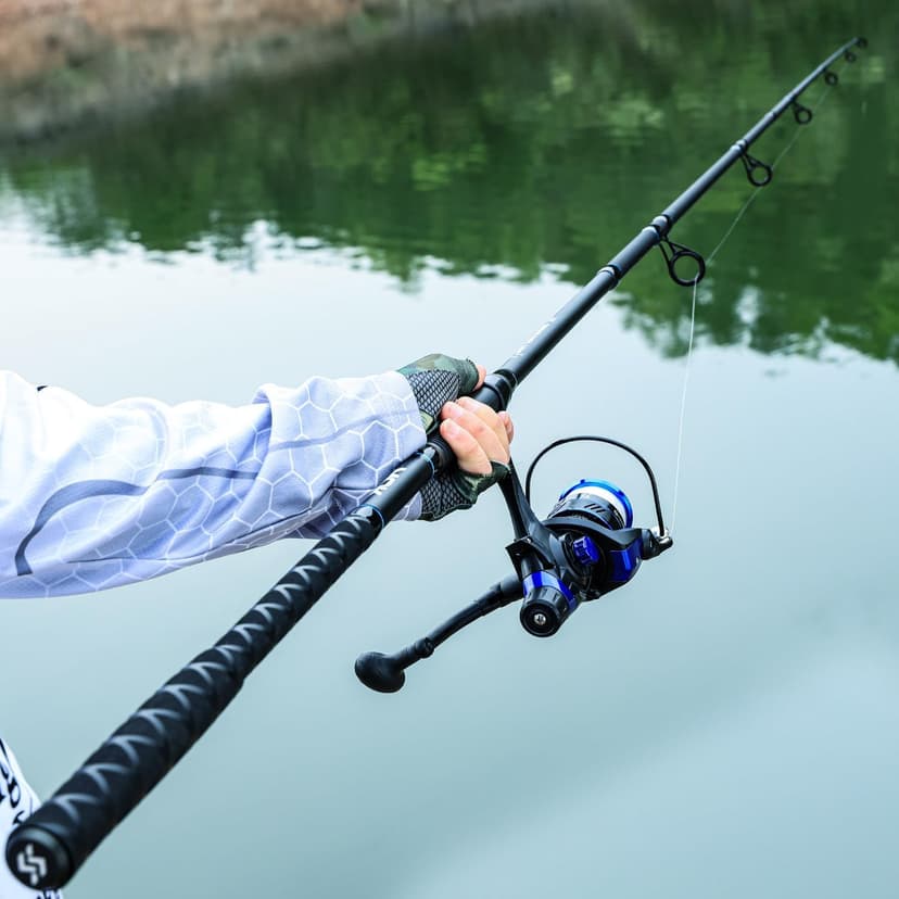 Sougayilang Spinning Fishing Rod, 3-Piece, Carbon Catfish Rod with EVA Comfortable Handle for Catfish and Carp Fishing, Medium/Heavy Power, 9'0"/10'0"/11'0"