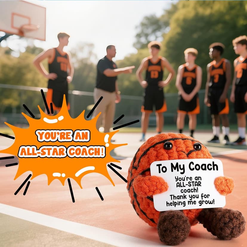 Basketball Coach Appreciation Gift - Thank You Gifts for Basketball Coach, Cool Handmade Crochet Basketball Present for Retirement Birthday Christmas - Thank You for Helping me Grow
