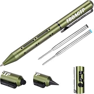 4.7″ Mini 3 EDC Ballpoint Pen, Pencil and Stylus in One, with 2 Refill, 6 Pencil Tip and 2 Stylus Tip, Ultra Long Lasting Bolt Action Pen for Office, Learning, Working Green