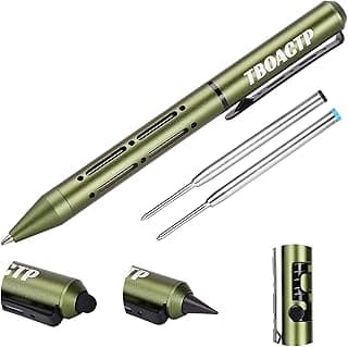 4.7″ Mini 3 EDC Ballpoint Pen, Pencil and Stylus in One, with 2 Refill, 6 Pencil Tip and 2 Stylus Tip, Ultra Long Lasting Bolt Action Pen for Office, Learning, Working Green