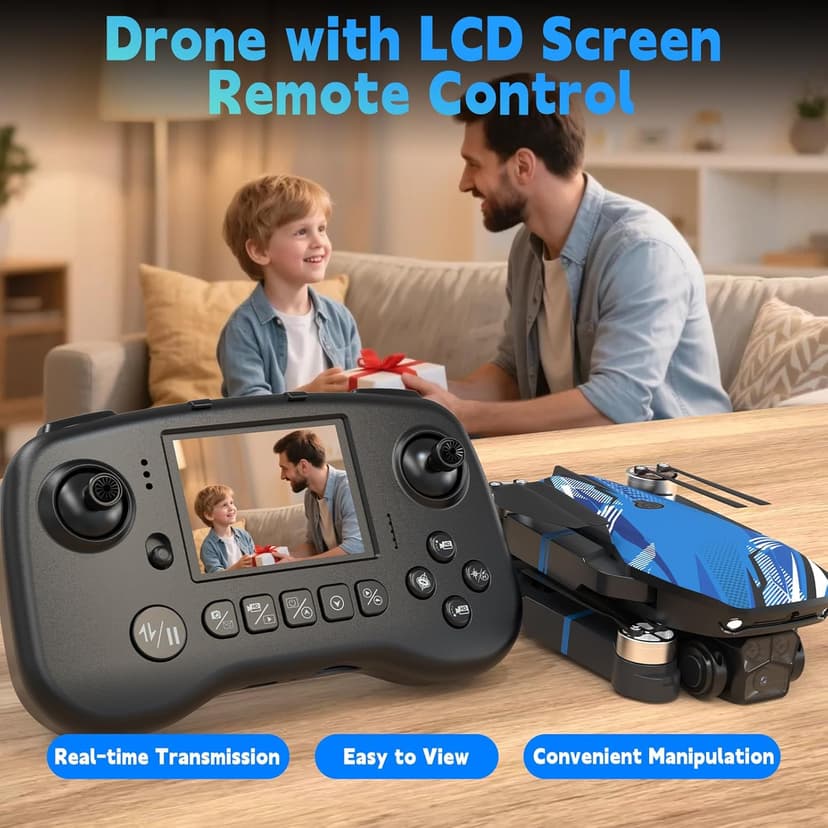 Drone with Camera for Adults LCD Screen FPV Live Video, Professional Brushless Motor 270° Obstacle Avoidance 3D Flips, Foldable RC Mini Quadcopter for Beginners Support 32G SD Card Max Under 250G Gift