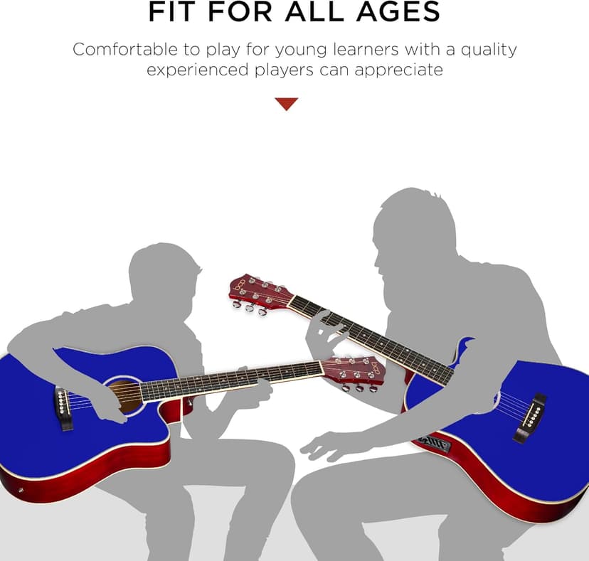 Best Choice Products Beginner Acoustic Electric Guitar Starter Set w/ 41in, All Wood Cutaway Design, Gig Bag, Strap, Picks - Dark Blue