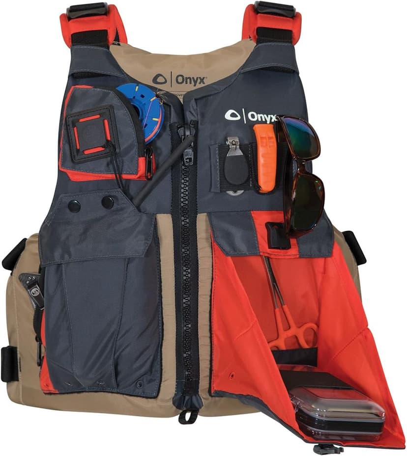 Onyx Kayak Fishing Life Jacket – USCGA PFD/Life Jacket with Multiple Pockets, High-Back Design & Adjustable Straps for Paddle Sports & Fishing