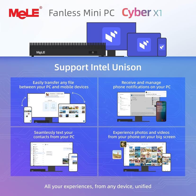 MeLE Fanless Mini PC N150 16GB RAM DDR4 512GB SSD,Win11 Pro Small Micro Desktop Computer Cyber X1,Dual HDMI,Support 4K Triple Display,USB 3.2x3,USB-C,WiFi5 BT5.1,Portable PC on Industrial Business