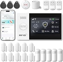WiFi Wireless Alarm System for Home Security - 24/7 Protection Smart Home Devices 4.3" Touch Screen, GSM/4G+WiFi, App Instant Alerts, No Monthly Fee, Alexa Compatible for Villa, Kids Safety (24 pcs)