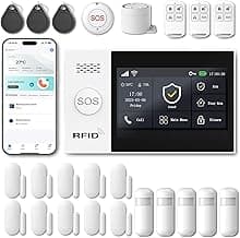 WiFi Wireless Alarm System for Home Security - 24/7 Protection Smart Home Devices 4.3" Touch Screen, GSM/4G+WiFi, App Instant Alerts, No Monthly Fee, Alexa Compatible for Villa, Kids Safety (24 pcs)