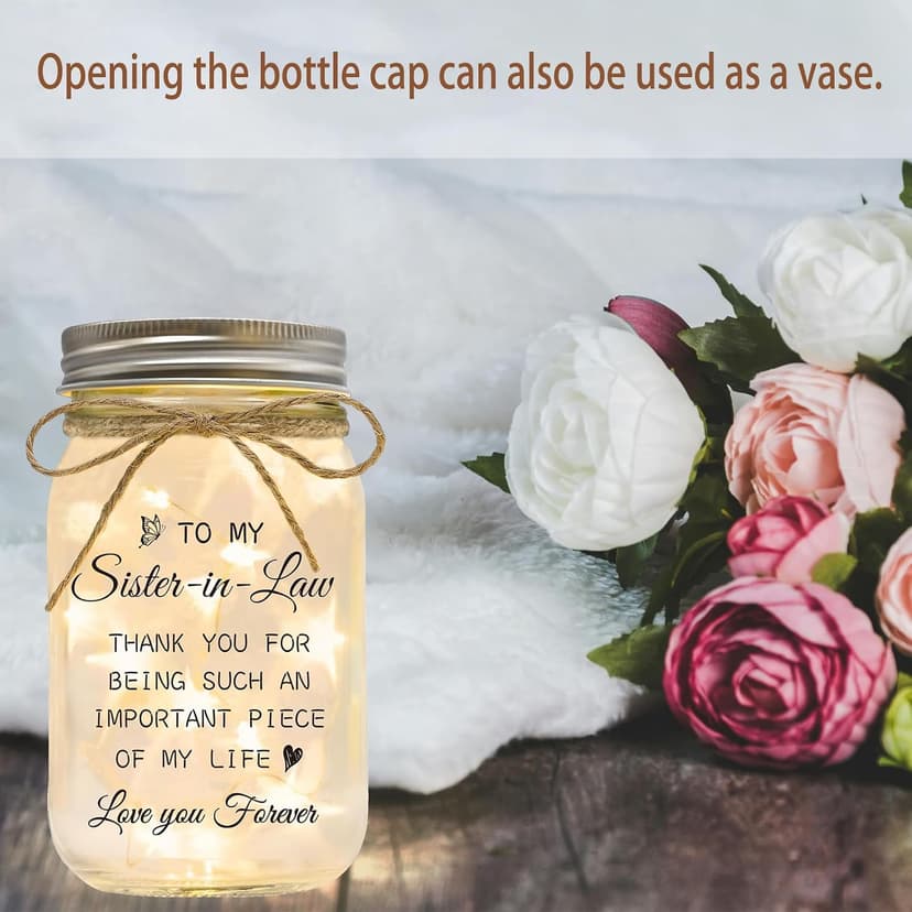 Gifts for Sister in Law Birthday Christmas Mother's Day Wedding Thanksgiving Gifts Sister in Law Gifts, Mason Jar Night Lights B0G92PSR4B