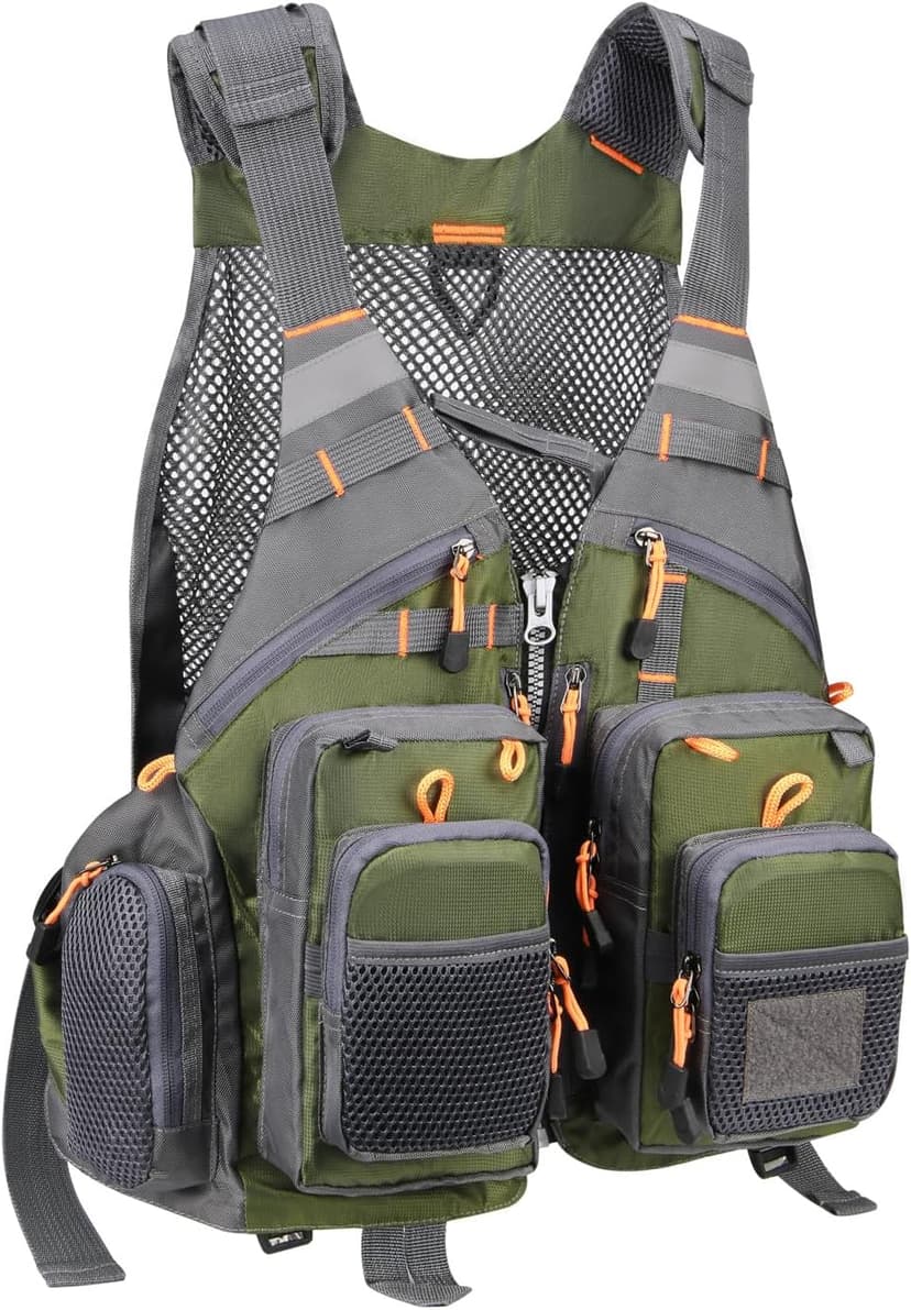 Gonex Fly Fishing Vest for Men Women, Comfortable Adjustable Fishing Vest with Multi-Pockets Reflective Stripes