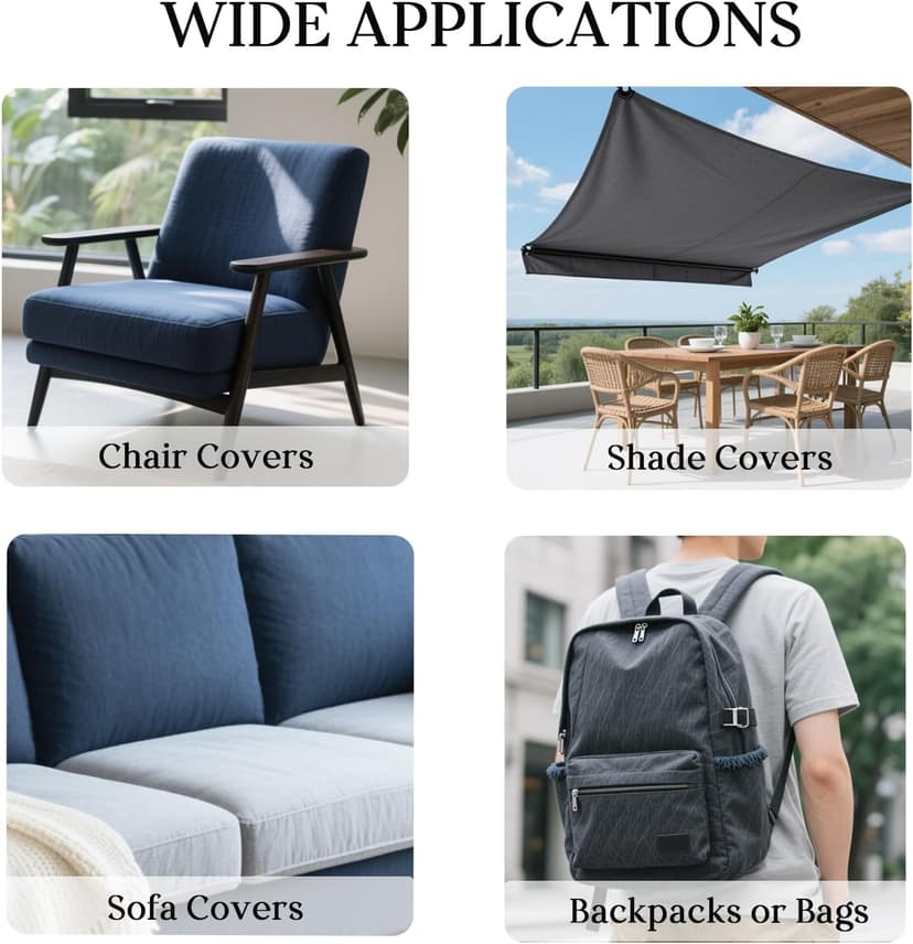 Waterproof Canvas Cloth Fabric by The Yard 60" W 600D Oxford Polyester Upholster Fabric Water Resistant Material for Outdoor Furniture Chair Cushion Cover DIY Sewing (1 Yard, Khaki)