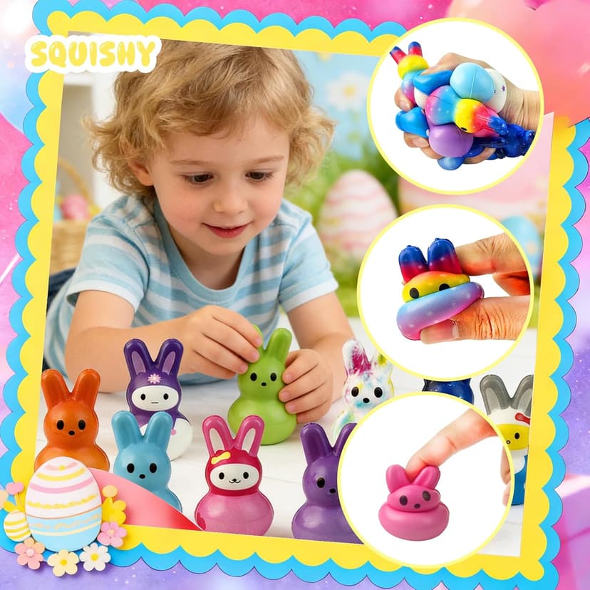 30Pcs Bunny Slow Rising Squishy Toys,Bulk Stress Relief Fidget Toy Squeeze Bunny for Kids,Treasure Chest Prizes, Classroom Prizes for Boys Girls B0FSKHRB4G