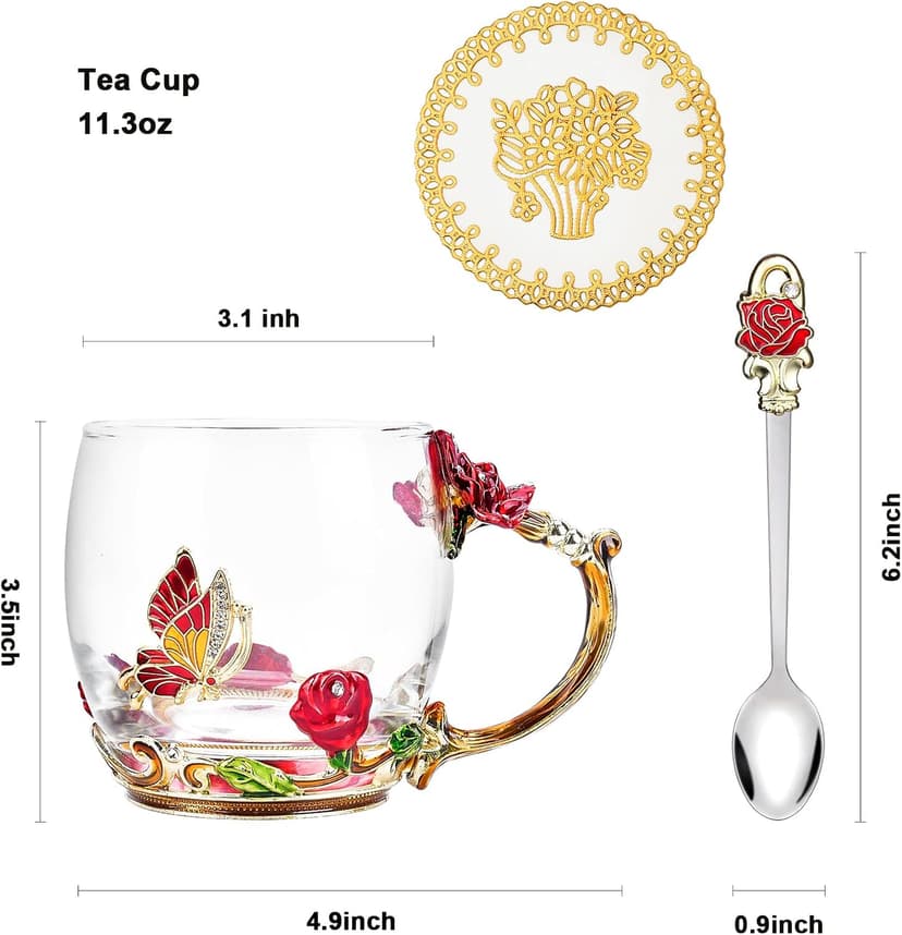OEAGO Gifts for Mom Women Stocking Stuffers for Women Christmas Glass Coffee Enamels Mug Valentines Gifts for Her Girlfriend Wife Best Birthday Valentine's Mothers Day from Daughter Son Tea Cup