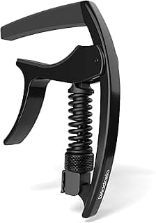 D’Addario Guitar Capo – NS Tri Action - For 6-String Electric and Acoustic Guitars – Micrometer Tension Adjustment for Buzz-Free, In-Tune Performance - Single Hand Use – Integrated Pick Holder - Black