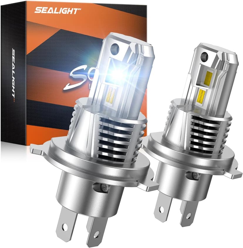 SEALIGHT H4/9003 LED Light Bulb, 1:1 Real Size, 900% Brighter than Origin, 46,000LM Super Output, 6500K Cool White with 25000RPM Fan, 3Mins Plug and Play, Pack of 2