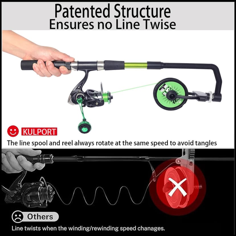 Kulport Fishing Line Spooler, Adjustable line Winder,No Line Twist, Portable for Casting & Spinning and Trolling Reel