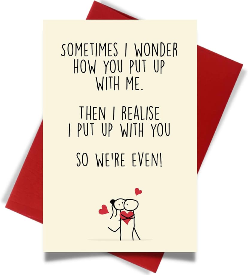 Cheerin Funny Greeting Card with Envelope - Anniversary Card - Romantic Birthday Card - Hilarious Gifts for Him Her Girlfriend Boyfriend Wife Husband